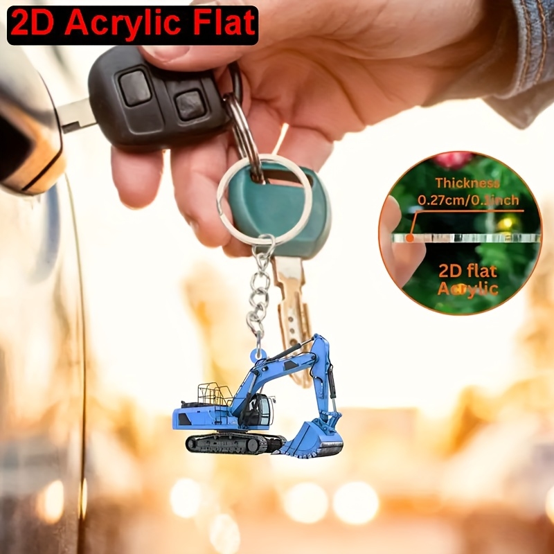 2D Flat Colorful Excavator Acr - огляд і ціна Heavy Equipment Key Ring