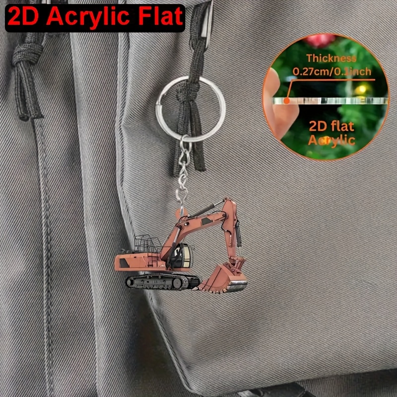 2D Flat Colorful Excavator Acr - огляд і ціна Heavy Equipment Key Ring