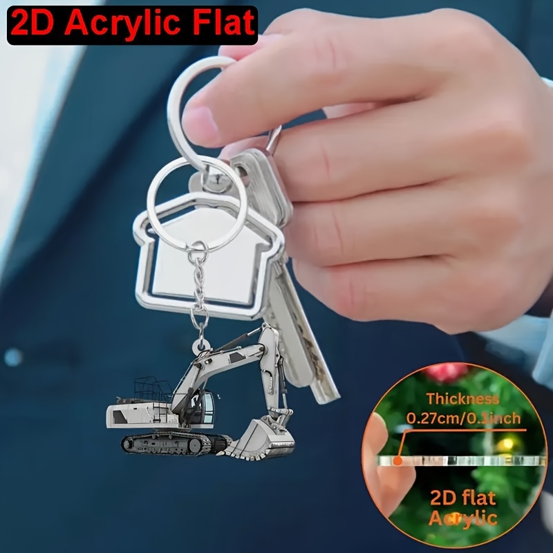 2D Flat Colorful Excavator Acr - огляд і ціна Heavy Equipment Key Ring